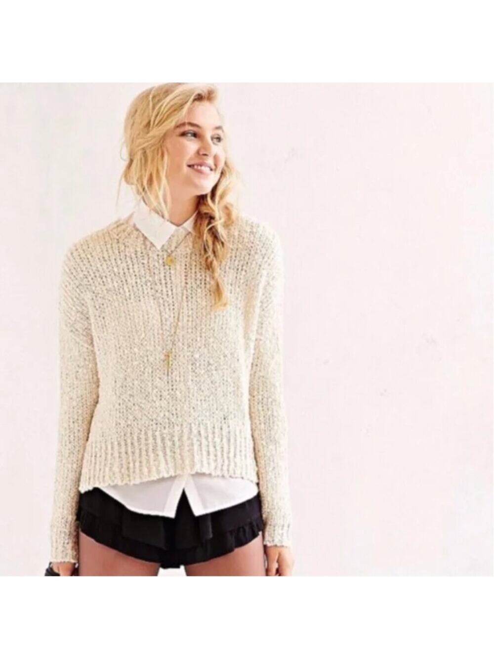UO Kimchi Blue Cream Boucle Knit Sweater